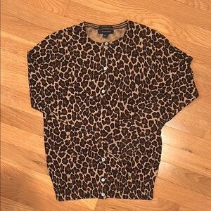 Lands' End Brown Leopard Print Cardigan